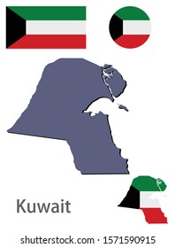 Kuwait silhouette and flag vector illustration