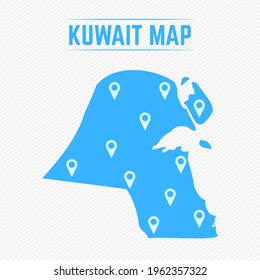 Kuwait Simple Map With Map Icons