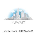 Kuwait skyline cityscape line art style vector illustration