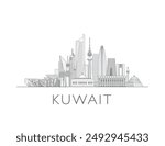 Kuwait skyline cityscape line art style vector illustration