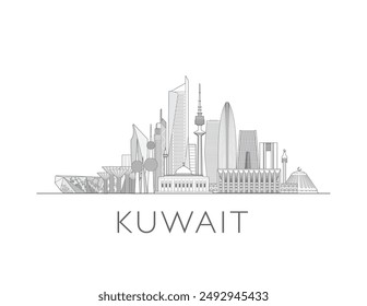 Kuwait Skyline Stadtbild Linie Kunststil Vektorillustration