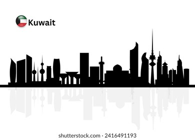 Kuwait skyline, Kuwait cityscape, Kuwait skyscraper buildings vector silhouette. vector illustrator