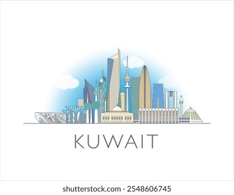 Ilustração do vetor da paisagem urbana do Kuwait