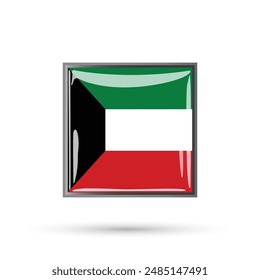 Ilustración vectorial cuadrada brillante de la bandera de Kuwait en el diseño aislado del fondo blanco para el Web y los Anuncios del cartel del volante de los medios sociales juegan a las tarjetas y a las camisas.