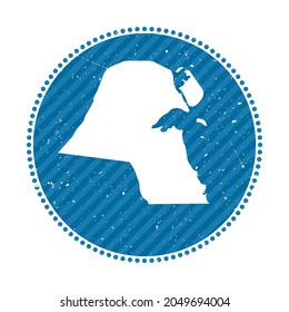 Kuwait striped retro travel sticker. Badge with map of country, vector illustration. Can be used as insignia, logotype, label, sticker or badge of the Kuwait.