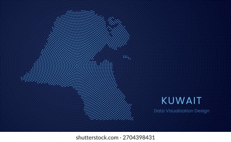 Kuwait estilizó el mapa punteado en el moderno concepto de visualización de tecnología de datos circular.