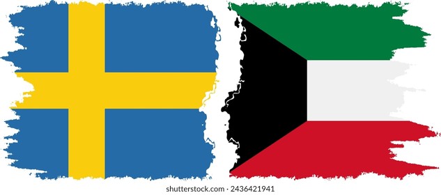 Kuwait und Schweden Grunge Flaggen Verbindung, Vektor