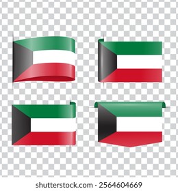 Kuwait tag national flag with shadow