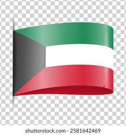 Kuwait tag national flag with shadow