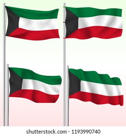 Kuwait textile waving flag isolated vector illustration