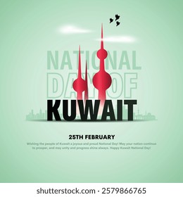 Kuwait tower with flag colour. Abstract kuwait tower with kuwait flag and kuwaqit map. 25th february. 64th national day of kuwait background design.