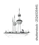 The Kuwait Towers are a group of three thin towers in Kuwait City and are regarded as a landmark and symbol of modern Kuwait