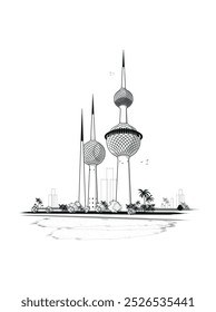 The Kuwait Towers are a group of three thin towers in Kuwait City and are regarded as a landmark and symbol of modern Kuwait