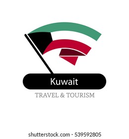 Kuwait The Travel Destination logo - Vector travel company logo design - Country Flag Travel and Tourism concept t shirt graphics - vector illustration
