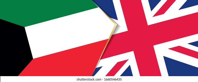 Kuwait and United Kingdom flags, two vector flags symbol of relationship or confrontation.