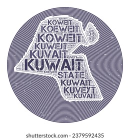 Kuwait Vector Image. Country round logo design. Kuwait poster in circular arcs and wordcloud style. Neat vector illustration.