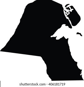 Kuwait vector map high detailed silhouette illustration isolated on white background.
