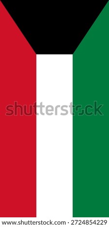 Kuwait vertical flag in official colors, dimensions and aspect ratio. Vector flag symbolizing national pride, identity, heritage, patriotism and authority