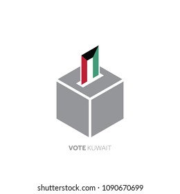 Kuwait voting concept. National flag and ballot box.
