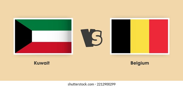 Banderas de Kuwait contra Bélgica colocadas una al lado de la otra. Banderas nacionales creativas y elegantes de Kuwait vs Bélgica con antecedentes