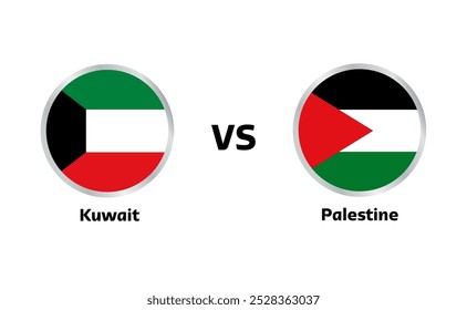 Kuwait vs Palestine match isolated on white 