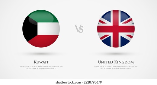 Kuwait vs United Kingdom country flags template. The concept for game, competition, relations, friendship, cooperation, versus.