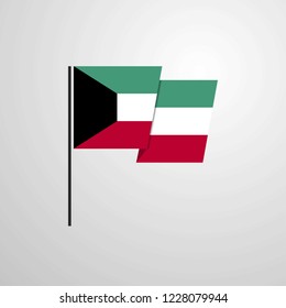 Kuwait waving Flag design vector