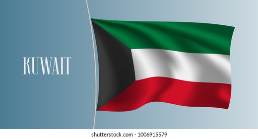 Kuwait waving flag vector illustration. Green, red, white elements as a national Kuwaiti symbol