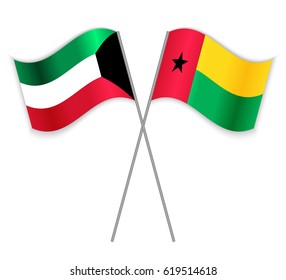 Kuwaiti and Bissau-Guinean crossed flags. Kuwait combined with Guinea-Bissau isolated on white. Language learning, international business or travel concept.