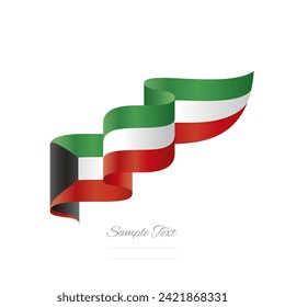 Logo de diseño creativo de la bandera ondulante roja blanca y negra de Kuwait. Bandera premium del diseño vectorial de Kuwait aislado en fondo blanco