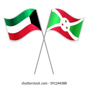 Kuwaiti and Burundian crossed flags. Kuwait combined with Burundi isolated on white. Language learning, international business or travel concept.