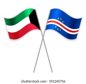 Kuwaiti and Cabo Verdean crossed flags. Kuwait combined with Cape Verde isolated on white. Language learning, international business or travel concept.
