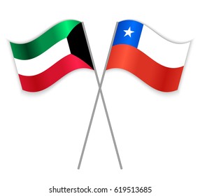 Kuwaiti and Chilean crossed flags. Kuwait combined with Chile isolated on white. Language learning, international business or travel concept.