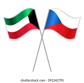 Kuwaiti and Czech crossed flags. Kuwait combined with Czech Republic isolated on white. Language learning, international business or travel concept.