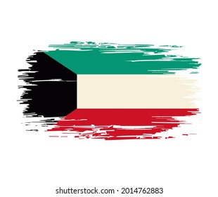 Kuwaiti flag brush grunge background. Vector illustration.