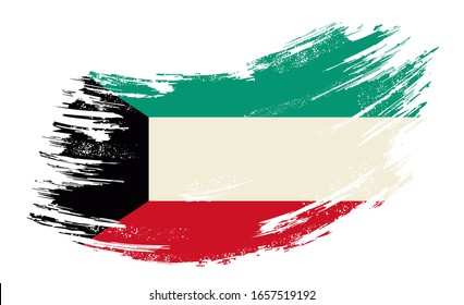 Fondo del cepillo de la bandera kuwaití. Ilustración vectorial.
