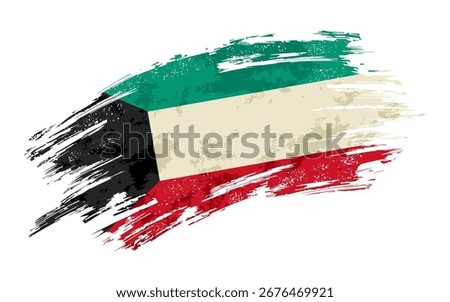 Kuwaiti flag grunge brushstroke texture background. Vector illustration.