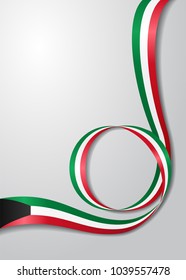 Kuwaiti flag wavy abstract background. Vector illustration.