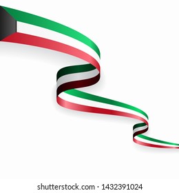 Kuwaiti flag wavy abstract background. Vector illustration.