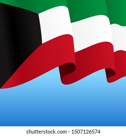 Kuwaiti flag wavy abstract background. Vector illustration.