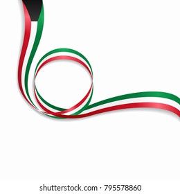 Kuwaiti flag wavy abstract background. Vector illustration.