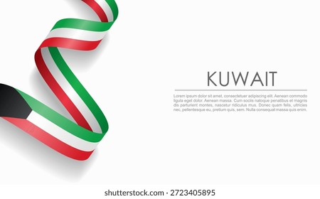 Cinta ondulada de la bandera kuwaití, que simboliza el orgullo nacional, ideal para temas de diseño patriótico o cultural. Ilustración vectorial.