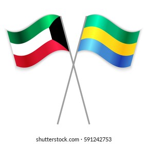 Kuwaiti and Gabonese crossed flags. Kuwait combined with Gabon isolated on white. Language learning, international business or travel concept.
