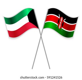 Kuwaiti and Kenyan crossed flags. Kuwait combined with Kenya isolated on white. Language learning, international business or travel concept.