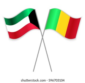Kuwaiti and Malian crossed flags. Kuwait combined with Mali isolated on white. Language learning, international business or travel concept.