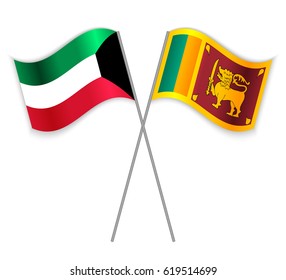 Kuwaiti and Sri Lankan crossed flags. Kuwait combined with Sri Lanka isolated on white. Language learning, international business or travel concept.