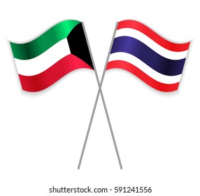 Kuwaiti and Thai crossed flags. Kuwait combined with Thailand isolated on white. Language learning, international business or travel concept.