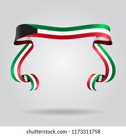 Kuwaiti wavy flag abstract background. Vector illustration.