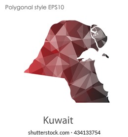 Kuwaitmap in geometric polygonal style.Abstract gems triangle,modern design background.Vector illustration EPS10