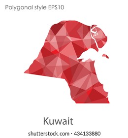 Kuwaitmap in geometric polygonal style.Abstract gems triangle,modern design background.Vector illustration EPS10